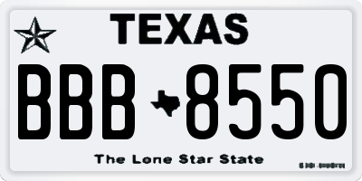 TX license plate BBB8550