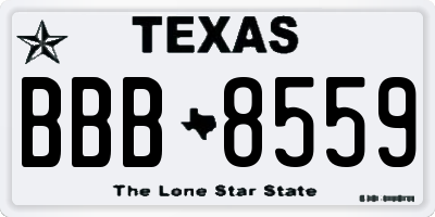 TX license plate BBB8559