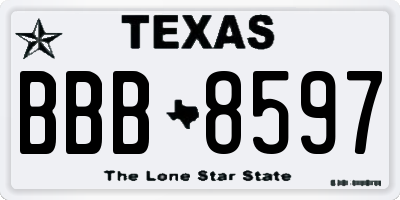 TX license plate BBB8597