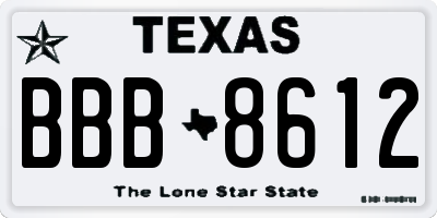 TX license plate BBB8612