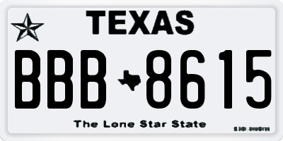 TX license plate BBB8615