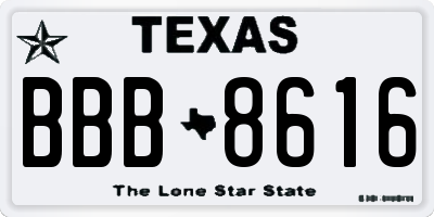 TX license plate BBB8616