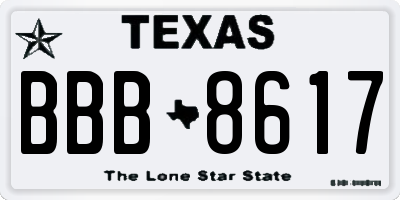 TX license plate BBB8617