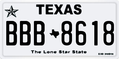 TX license plate BBB8618