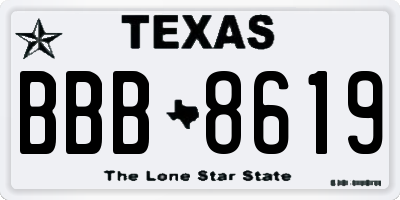 TX license plate BBB8619
