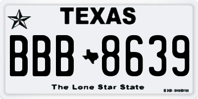 TX license plate BBB8639