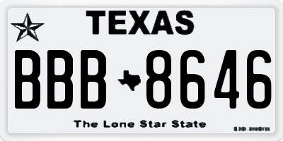 TX license plate BBB8646