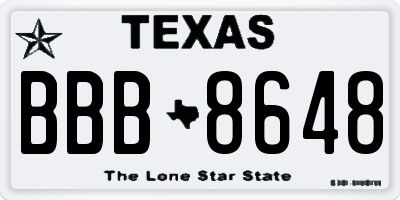 TX license plate BBB8648