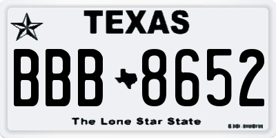 TX license plate BBB8652