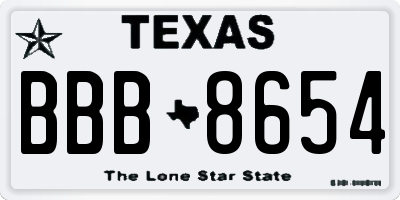 TX license plate BBB8654