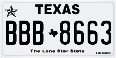 TX license plate BBB8663