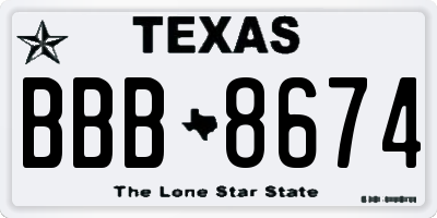 TX license plate BBB8674