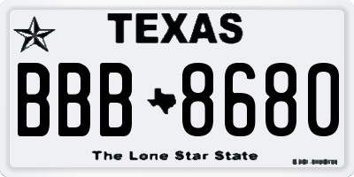 TX license plate BBB8680