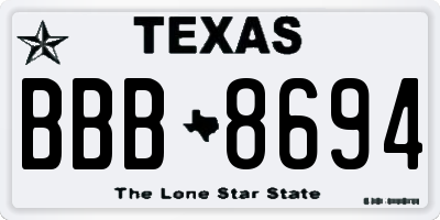 TX license plate BBB8694