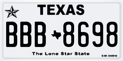TX license plate BBB8698