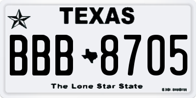 TX license plate BBB8705