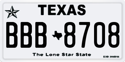 TX license plate BBB8708