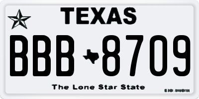 TX license plate BBB8709