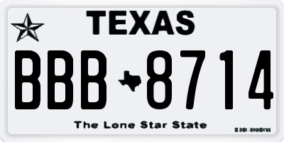 TX license plate BBB8714