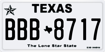 TX license plate BBB8717