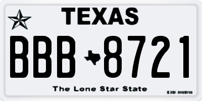 TX license plate BBB8721