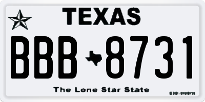 TX license plate BBB8731