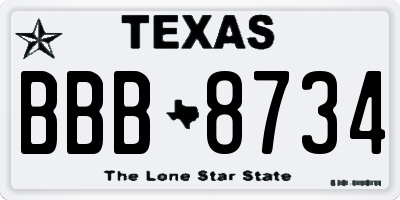 TX license plate BBB8734