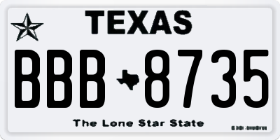 TX license plate BBB8735