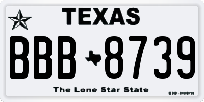 TX license plate BBB8739