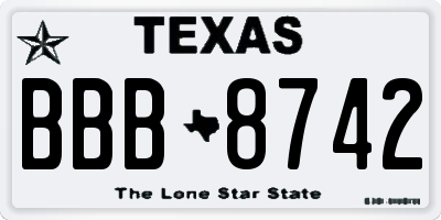 TX license plate BBB8742