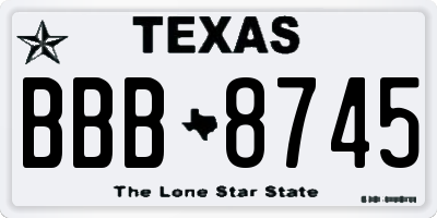 TX license plate BBB8745
