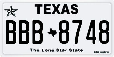 TX license plate BBB8748