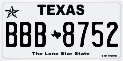 TX license plate BBB8752