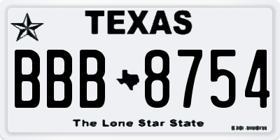 TX license plate BBB8754