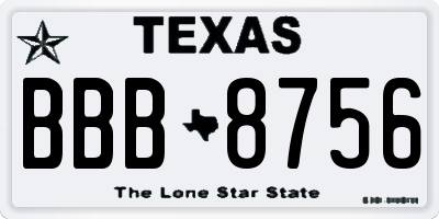 TX license plate BBB8756