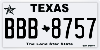 TX license plate BBB8757