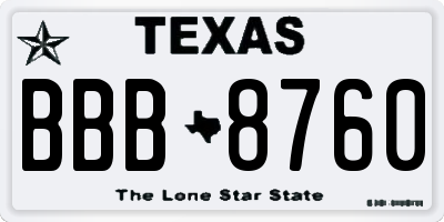 TX license plate BBB8760