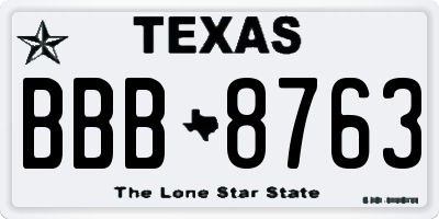 TX license plate BBB8763