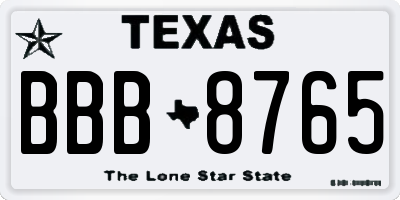 TX license plate BBB8765