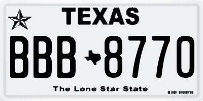 TX license plate BBB8770
