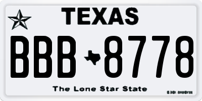 TX license plate BBB8778