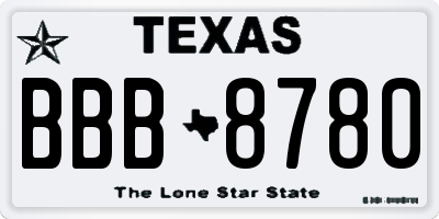 TX license plate BBB8780