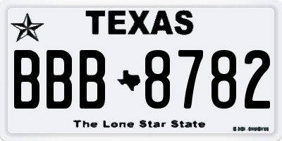 TX license plate BBB8782