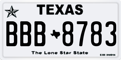 TX license plate BBB8783