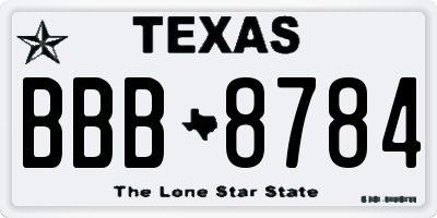 TX license plate BBB8784