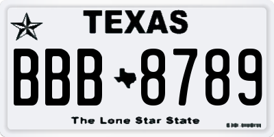 TX license plate BBB8789