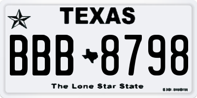 TX license plate BBB8798