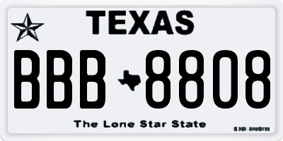 TX license plate BBB8808