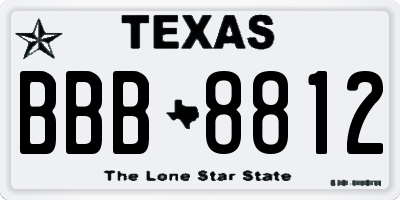 TX license plate BBB8812