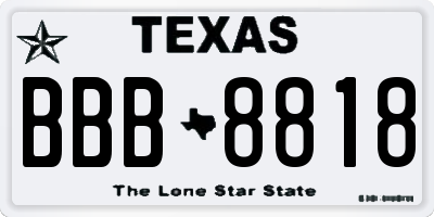 TX license plate BBB8818